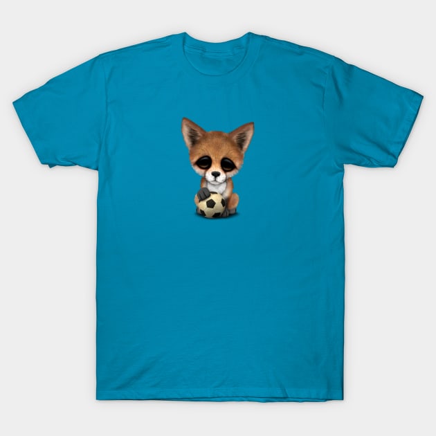 Cute Baby Fox With Football Soccer Ball T-Shirt by jeffbartels